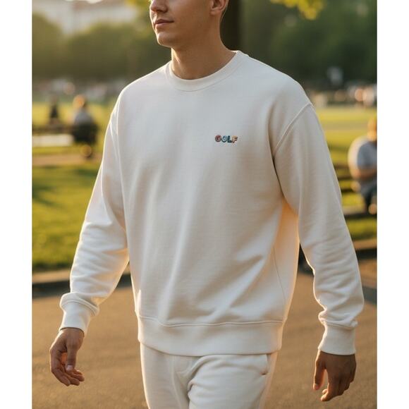 Golf Wang Other - Golf Wang 3D Logo Crewneck Tyler The Creator Streetwear Embroidered Cream Medium